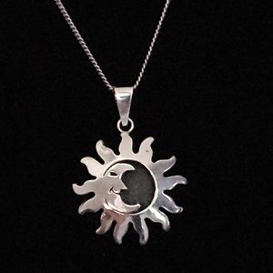 23 1/2" 925 Italy Moon in the Sun Pendant Necklace. The Prefect Gift